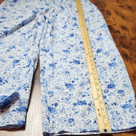 CABERNET | Crisp Cotton Blue White Floral Chinoiserie Asian Style Sleepwear | L - Picture 11 of 13